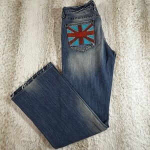 Petrol Meeka-SS Women’s Bootcut Jeans W28 L34 Union Jack Pocket